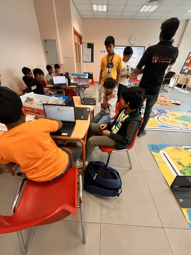 Students taking part in a practical coding activity during an EduStream workshop